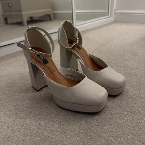 ASOS Cream Block Heel Platform Shoes